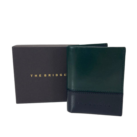 The Bridge Slim Leather Shirt Wallet - Style: 01474301/KV - Black/Green