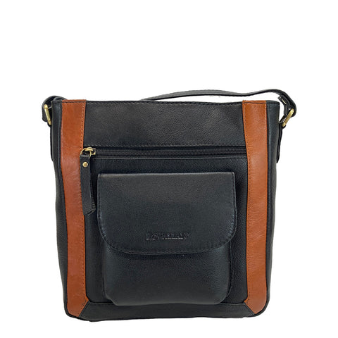 Rowallan Leather Riperton Cross Body / Shoulder Bag - Style: 31-2900 Black/Tan
