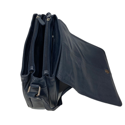 Rowallan Leather Flap Front Organiser Bag - Style: 31-8906  Navy