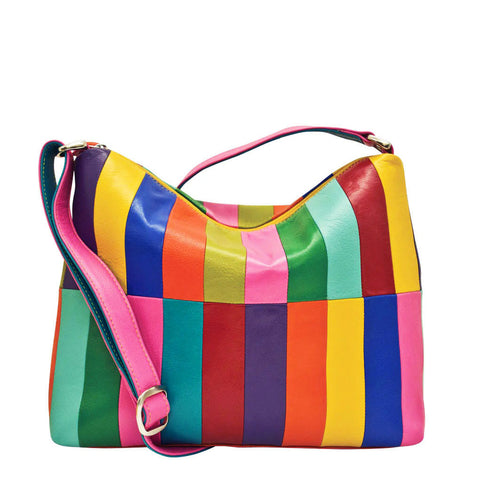 ili New York Leather Cross Body/ Shoulder Bag RFID Protected - Style: 6025 - Rainbow