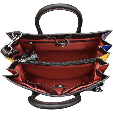 ili New York Leather Rainbow Accordian Bag RFID Protected - Style: 6191 - Rainbow