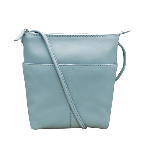 ili New York Leather Cross Body Bag RFID Protected - Style: 6661 - Chambray