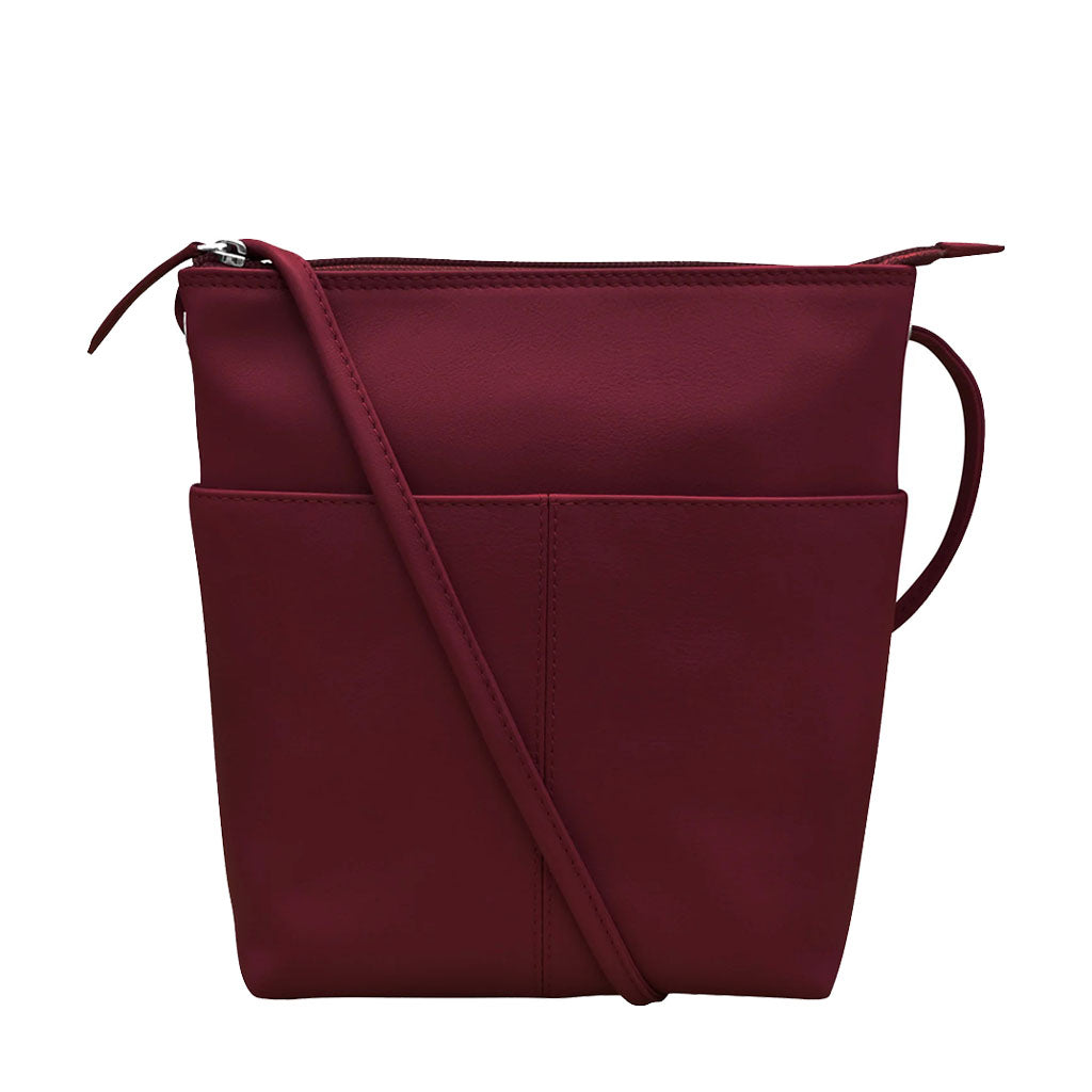 ili New York Leather Cross Body Bag RFID Protected - Style: 6661 - Merlot