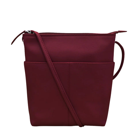 ili New York Leather Cross Body Bag RFID Protected - Style: 6661 - Merlot