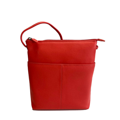 ili New York Leather Cross Body Bag RFID Protected - Style: 6661 - Coral