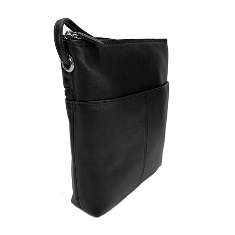 ili New York Leather Cross Body Bag RFID Protected - Style: 6661 - Black