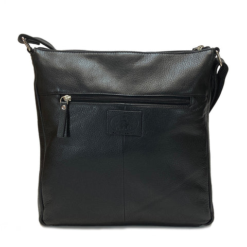 Rowallan Paris Large Leather Unisex Cross Body Bag - Style: 31-2706 -  Black