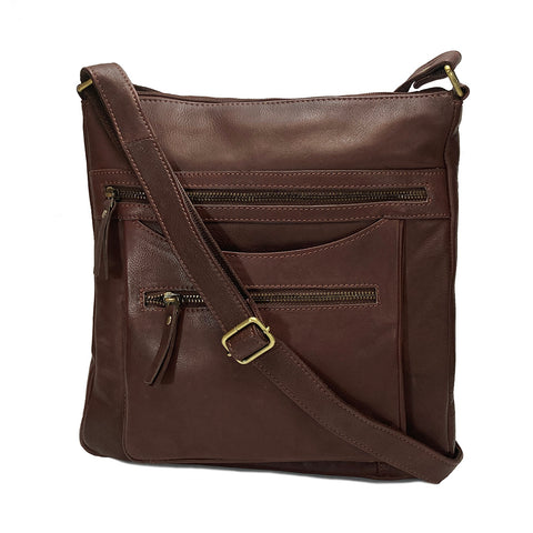 Rowallan Paris Large Leather Unisex Cross Body Bag - Style: 31-2706 -  Brown