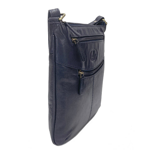 Rowallan Leather Slim Cross Body Bag - Style: 31-1840 Supatra - Navy