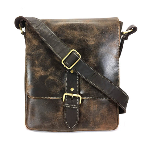 Rowallan Brushwood Leather Messenger Bag - Style 31-9243  Brown