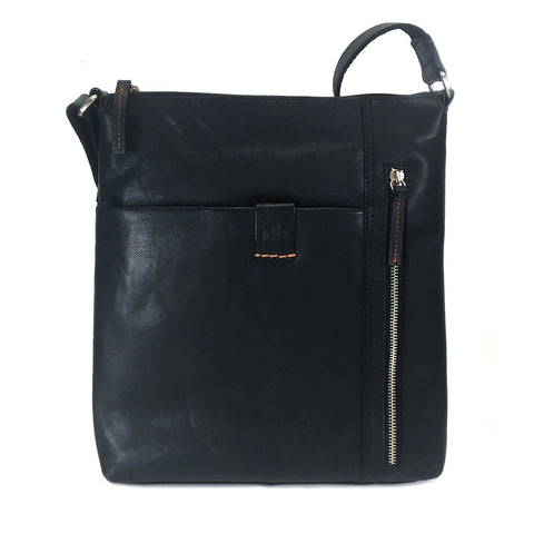 Rowallan Espana Medium Leather Messenger Cross Body Bag - Style: 31-9791  Black