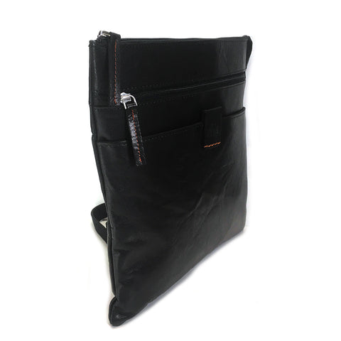 Rowallan Espana Large Leather Messenger Cross Body Bag - Style: 31-9794  Black