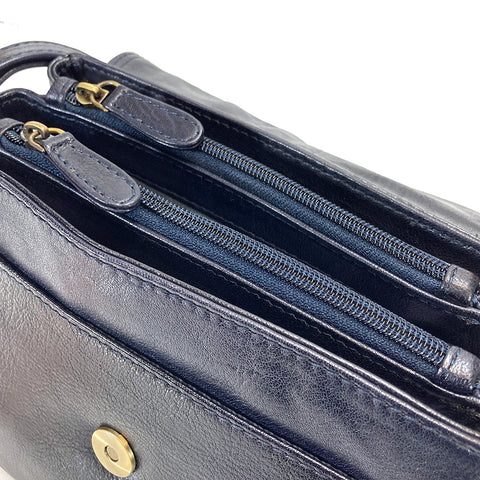Rowallan Leather Flap Front Organiser Bag - Style: 31-8909 Velvet - Navy
