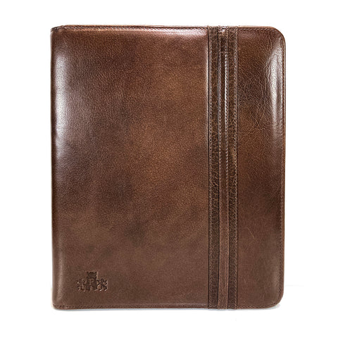 Rowallan Prado A4 Zip Round Leather Conference Folio - Style: 33-1276  Brown