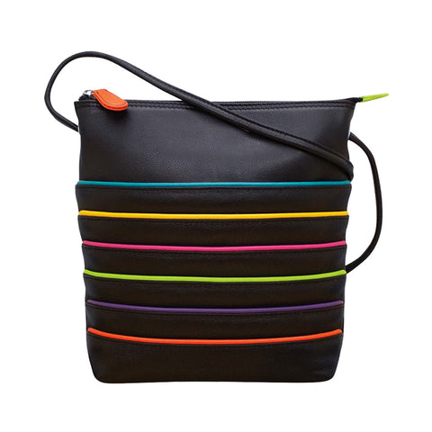 ili New York Leather Cross Body Bag RFID Protected - Style: 6171 - Black Brights