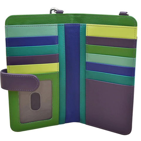 ili New York Leather Smartphone Organiser Bag - RFID Protected - Style: 6363 - Cool Tropics