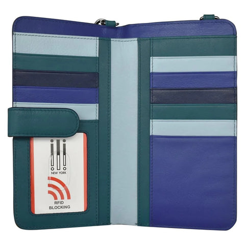 ili New York Leather Smartphone Organiser Bag - RFID Protected - Style: 6363 - Denim