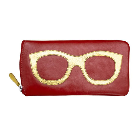 ili New York Leather Glasses Case - Style: 6462 - Red/Gold