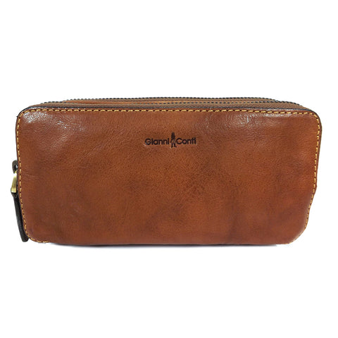 Gianni Conti Leather Wrist Bag / Large Wallet Purse - Style: 912200