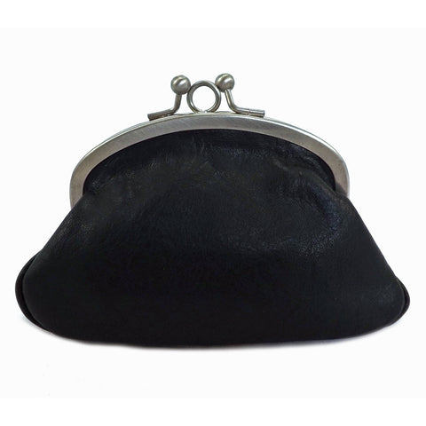 Gianni Conti Purse - Leather Clip Top Change Purse - Black - Style: 918092