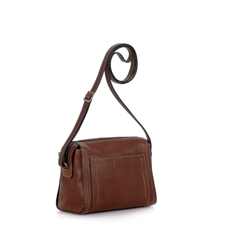 Gianni Conti Small Shoulder Bag -  Cognac / Dark Brown - Style: 933154