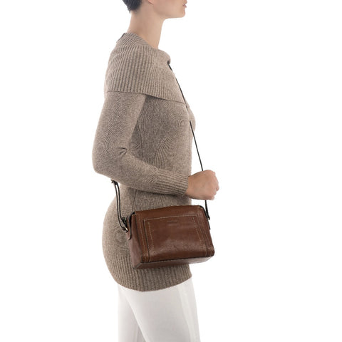 Gianni Conti Small Shoulder Bag -  Cognac / Dark Brown - Style: 933154