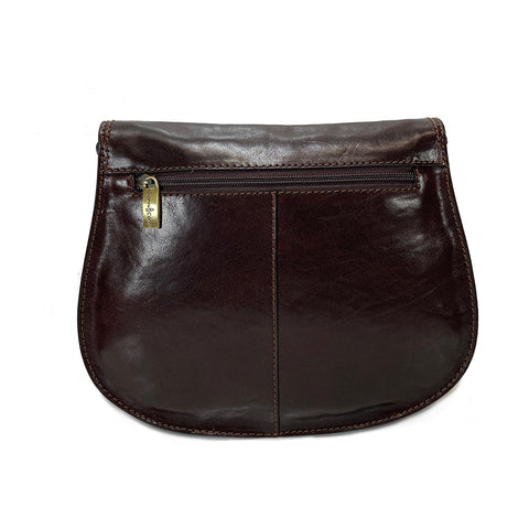 Gianni Conti Classic Flap Front Saddle Bag - Style: 9403120  Brown