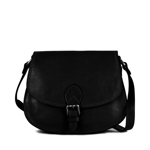 Gianni Conti Classic Flap Front Saddle Bag - Style: 9403121 - Black