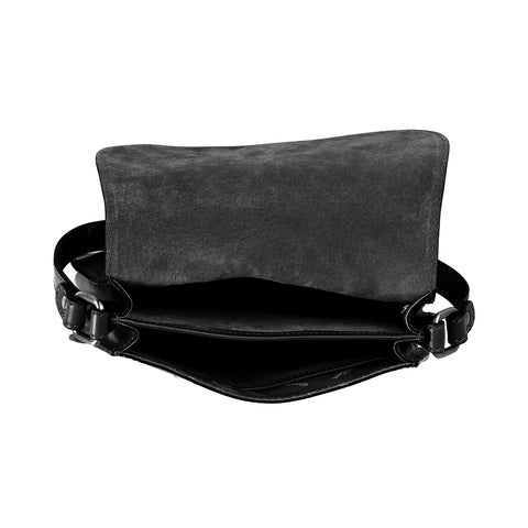 Gianni Conti Classic Flap Front Saddle Bag - Style: 9403121 - Black