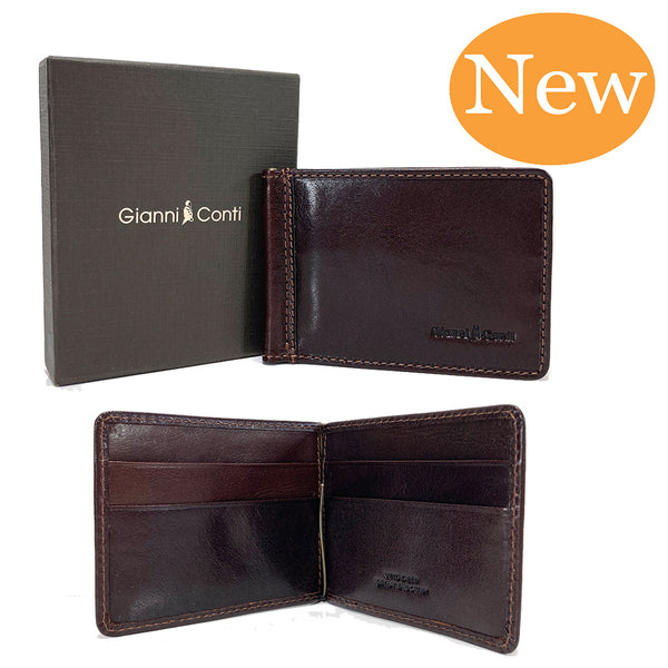 Gianni Conti Leather Money Clip Wallet - Style: 9407034 - Brown 
