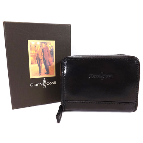 Gianni Conti Leather RFID Credit Card Holder - Style: 9407052 Black