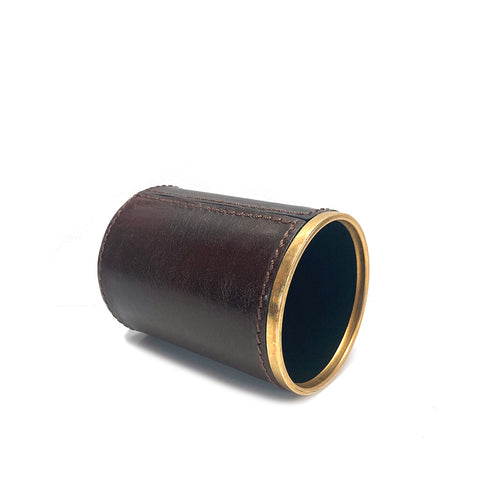 Gianni Conti Leather & Brass Pen Pot - Style: 9409993