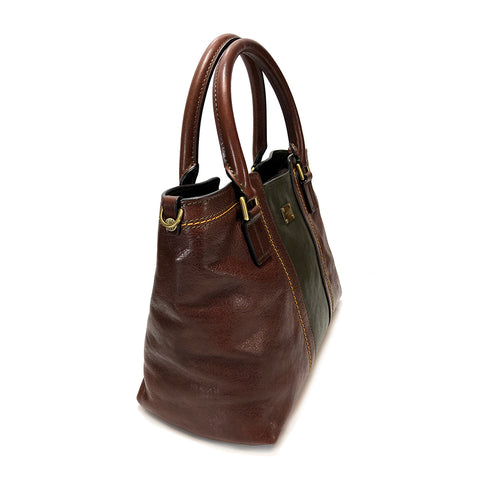 Gianni Conti Leather Grab Multiway Bag - Style: 9433228 - Dark Brown Green