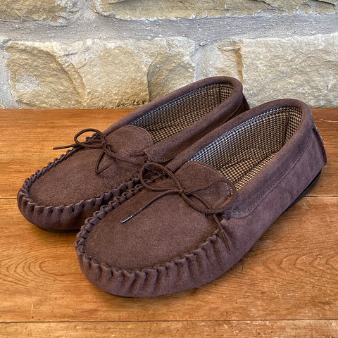 Mens Suede Moccasin Slipper with Fabric Lining - Style 14