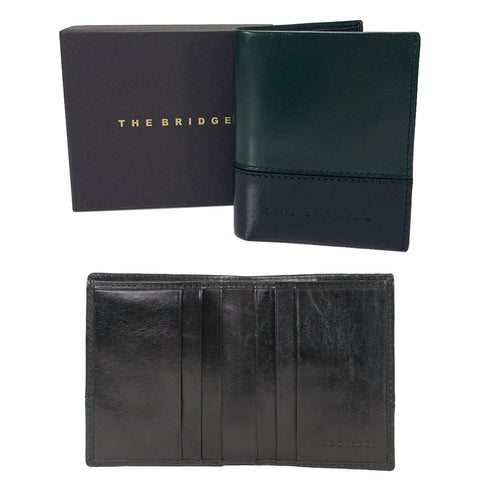 The Bridge Slim Leather Shirt Wallet - Style: 01474301/KV - Black/Green