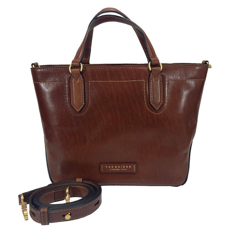 The Bridge Zip Topped Leather Tote Multiway 04172601 Brown
