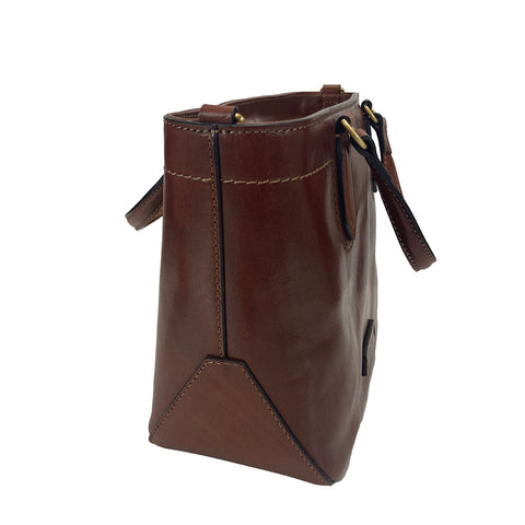 The Bridge Zip Topped Leather Tote Multiway 04172601 Brown