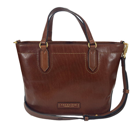 The Bridge Zip Topped Leather Tote Multiway 04172601 Brown