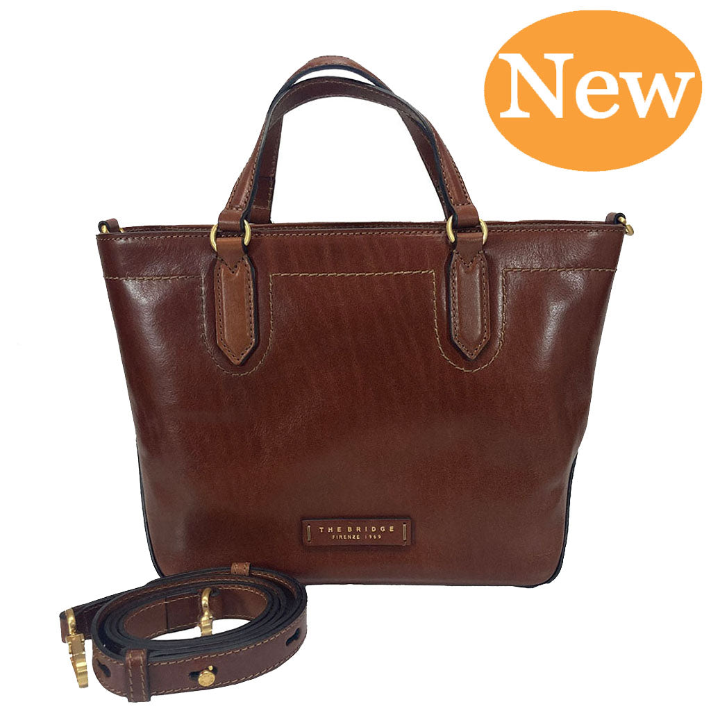 The Bridge Zip Topped Leather Tote Multiway 04172601 Brown