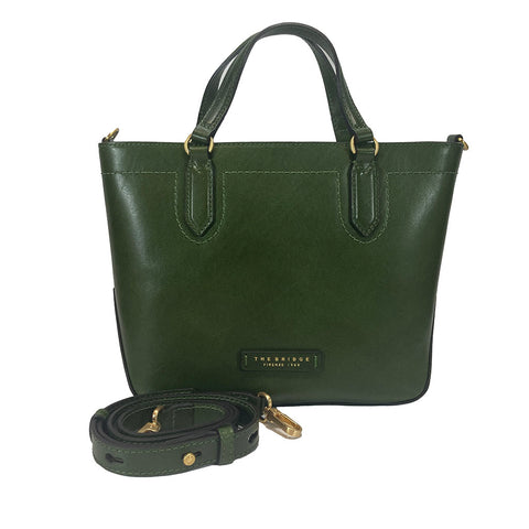 The Bridge Zip Topped Leather Tote Multiway 04172601 Green