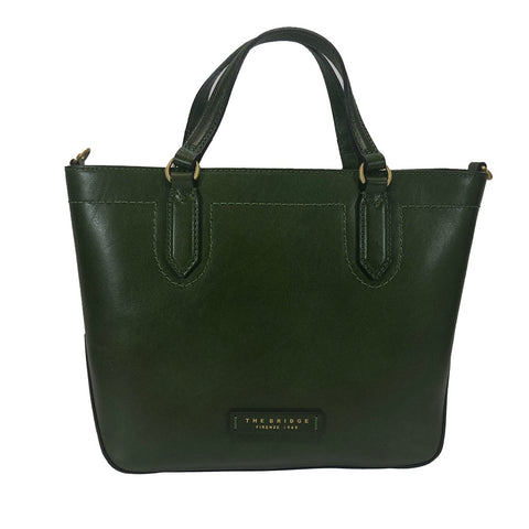 The Bridge Zip Topped Leather Tote Multiway 04172601 Green