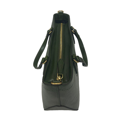 The Bridge Zip Topped Leather Tote Multiway 04172601 Green