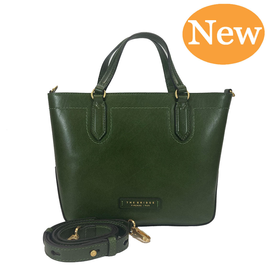 The Bridge Zip Topped Leather Tote Multiway 04172601 Green