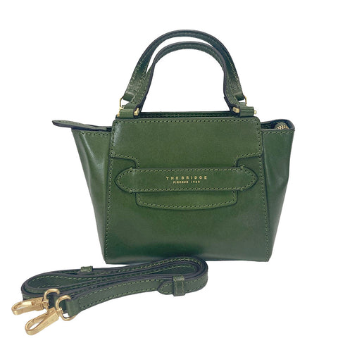 The Bridge Zip Topped  Leather Tote / Shoulder Bag - 04190601 Green