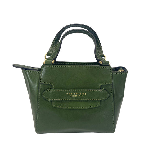 The Bridge Zip Topped  Leather Tote / Shoulder Bag - 04190601 Green