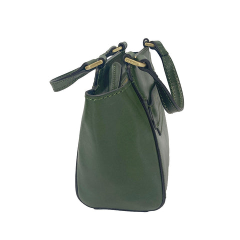 The Bridge Zip Topped  Leather Tote / Shoulder Bag - 04190601 Green