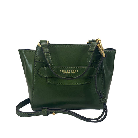The Bridge Zip Topped  Leather Tote / Shoulder Bag - 04190601 Green