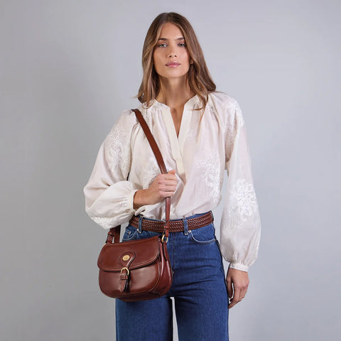 The Bridge Classic Leather Saddle Bag - Style: 04531501  - Brown