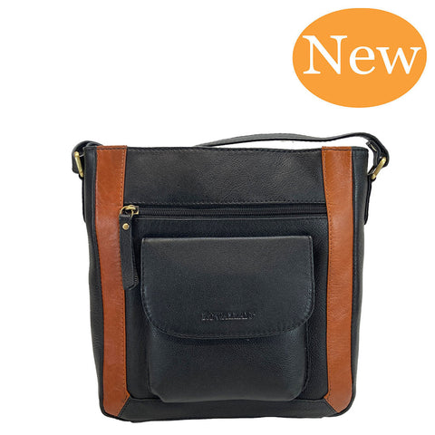 Rowallan Leather Riperton Cross Body / Shoulder Bag - Style: 31-290017 Black/Tan