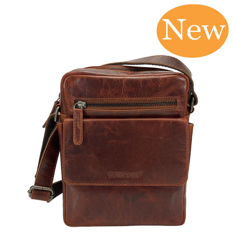 Rowallan Trojan Leather Messenger Cross Body Bag - Style: 31-2909 Cognac